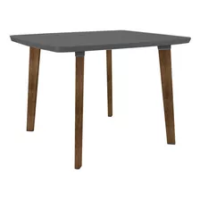 Mesa De Jantar Jade 4 Lugares Pés Oblongo Grafite Vidro Rv