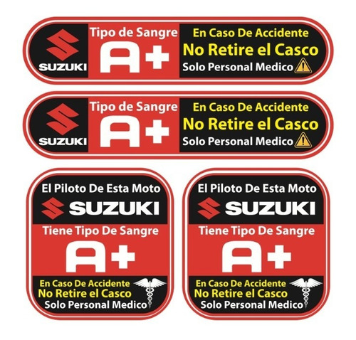 Sticker Tipo Sanguineo Reflejante Para Casco Motos Suzuki Foto 3