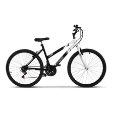 Bicicleta De Passeio Ultra Bikes Bike Aro 26 Bicolor 18 Marchas Freios V-brakes Cor Preto-fosco/branco