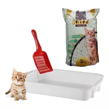 Kit Areia De Gato + Bandeja Higiênica Com Pá Vermelha