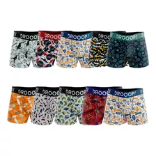 Kit 10 Cuecas Boxer Droop! - Juvenil 12 A 15 Anos 