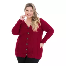 Blusa Casaco De Frio Botão Ponto Colmeia Plus Size Inverno