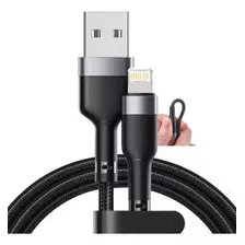 Cabo iPhone Turbo Carregador Rápido Dados Usb Reforçado Cor Preto