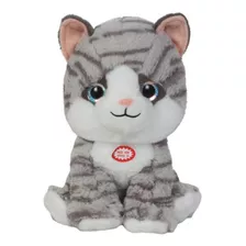 Peluche Gato Gatico Con Sonido Gris 25cm