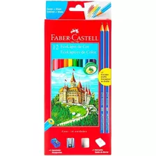 Kit Lápis De Cor Triangular 12 Cores Faber Castell 16 Itens Formato Hexagonal