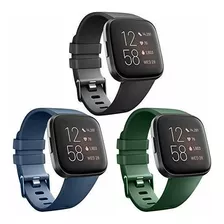 3 Mallas Para Fitbit Versa Olive Green Black, Navy Blue Smal