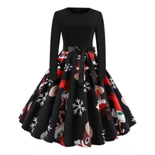 De Navidad Para Mujer 50s Midi Casual De Swing Acampanado