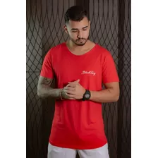 Camiseta Longline Masculina Vermelha Basic