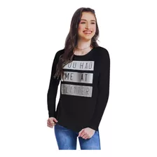 Blusa Manga Longa Feminina Juvenil Meia Malha Tamanho 12