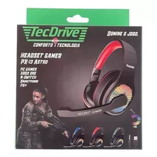 Fone De Ouvido Headset Gamer Px-13 Astro Tecdrive Jogo Cor Cinza-escuro Cor Da Luz Verde-escuro