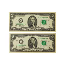 Billete De 2 Dólares En Serie, 2 Unidades Sin Circulación