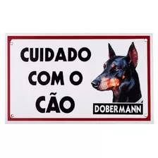 Placa De Advertência Caes - Cuidado Com O Cão Dobermann