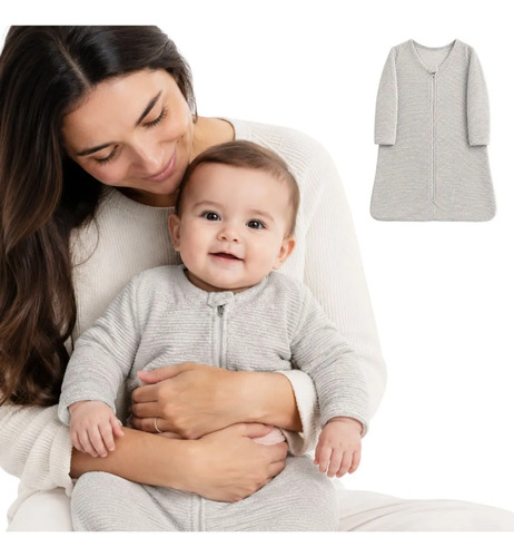 Saquinho Dormir Bebê Plush Lavável Zíper Protegido Cuidado Gg Cinza