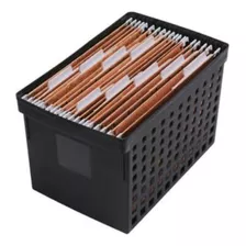 Kit Caixa Arquivo Movel Largo Preto+25 Pasta Suspensa Kraft