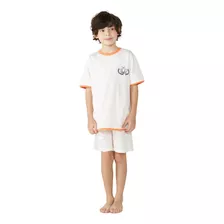 Pijama Infantil Menino Manga Curta Em Malha Com Algodão