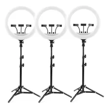 Kit 3 Ring Light Estudio Iluminação Profissional 45cm C/ Usb