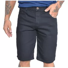 Bermuda Jeans De Algodão Com Laicra Fecho De Botão E Zíper