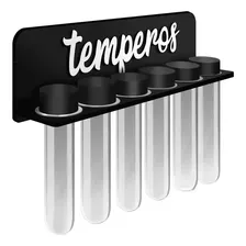 Porta Tempero C/ 6 Tubetes Em Mdf 4mm Preto