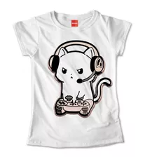 Blusa Gato Gamer Playstation Ps4 Dama Playera #730