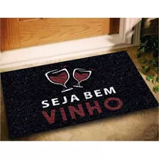 Tapete Capacho Decorativo Bem Vindo Porta 60x40cm Preto Pink