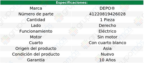 Faro Der Elctrico S/motor C/cto Blanco Trafic 07 Al 14 Foto 4