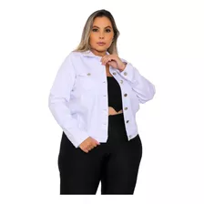 Jaqueta Jeans Branca Tamanhos Grande Com Lycra Top