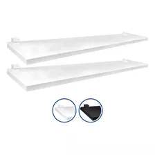 2 Prateleiras Tábua Lisa 15x80cm Mdf C/ Suporte Resistente Cor Branco