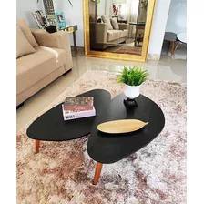 Mesa De Centro Conjunto Orgânica Black Paris Cor Preto