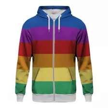 Blusa Moletom Capuz Ziper Listras Listrado Lgbt Pride Lgbtqi