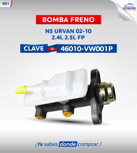 Bomba Freno Nissan Urvan Modelos 02-16 Con Motores 2.4l 2.5l Foto 8