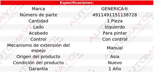 Un Espejo Izquierdo Man C/control Genrica Duster 2013-2015 Foto 2