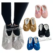 Pantufa Sapato Adulto Feminino Laço C/ Pelinho Super Quente