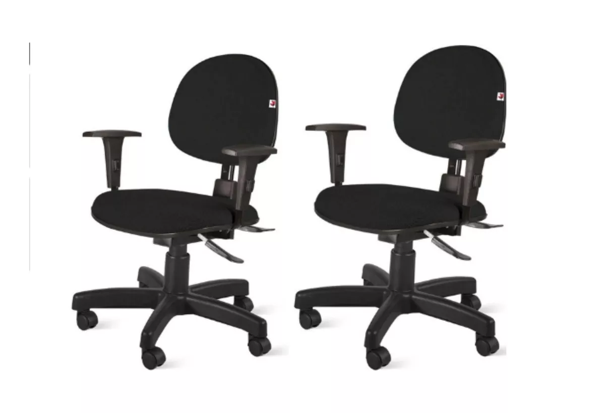 Cadeira De Escritório Qualiflex Executiva Ergonômica Com Braços N17 Abnt Ergonômica  Preta Com Estofado De Tecido X 2 Unidades