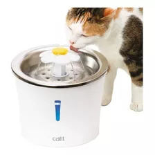 Catit Fuente Bebedera Para Gatos De Acero Inoxidable Flor Metálica Con Luz Led - 3litros