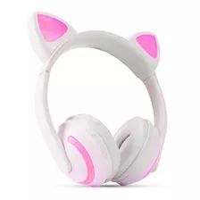 Headphone Orelha De Gato Com Led Bluetooth Branco - Exbom