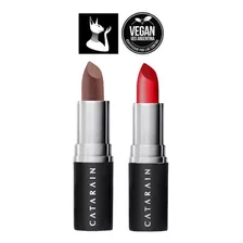 Catarain Kit Labiales Mate Nude+red+bolsa Regalo Set Vegano 