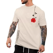 Camiseta Manfinity Homem Floral T-shirt 100% Algodão Premium