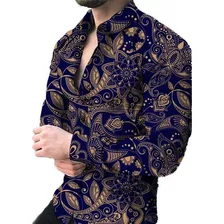 Camisa De Manga Larga Con Estampado De Flores 3d Casual