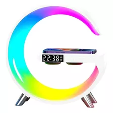 Lampara Led De Mesa Con Bocina Bluetooth Con Cargador Inalámbrico Smart Reloj 4 En 1