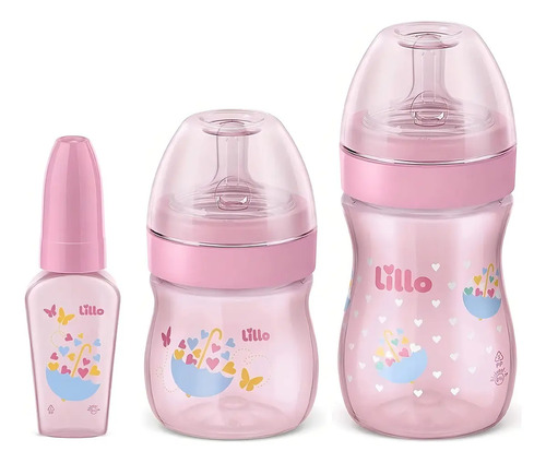 Kit De Mamadeira Primeiros Passos 50 150 E 240ml Rosa Lillo 628831