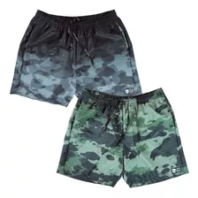 Kit 02 Bermudas Masculinas Tactel Estampadas Adulto Praia 