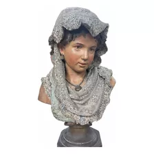 Importante Figura Antigua Busto De Mujer En Terracota