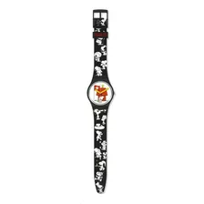 Reloj Swatch Grande Bracchetto So28z107 Peanuts Snoopy Suizo Color De La Malla Negro Color Del Bisel Negro Color Del Fondo Blanco