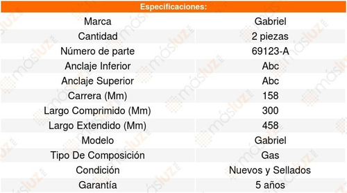 Kit2 Amortiguadores Traseros Mazda 6 V6 3.0l 02/08 Gabriel Foto 3