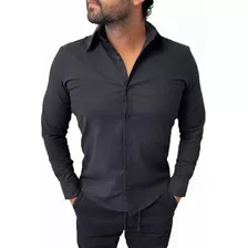 Camisa Masculina Manga Longa Linho Casual Social Moderna