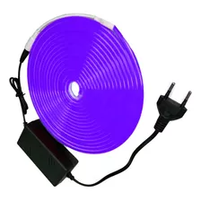 Tira Luz Led Neón Violeta Flexible +fuente Corriente Enchufe