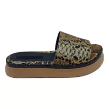 Sandalia Mujer Confort Casual Bajas Animal Print Plataforma