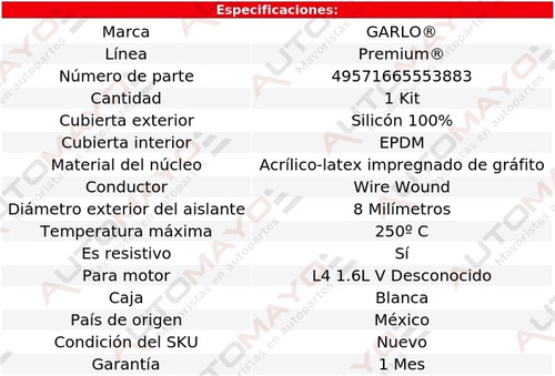 Cables Bujias Pontiac Sunrunner L4 1.6l 94 Garlo Premium Foto 2