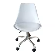 Silla De Escritorio Rex 892836 Blanca Con Tapizado De Cuero Sintético