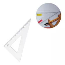 Régua De Medidas Triangular Esquadro Escolar Acrílico 20cm